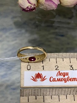 *Кольцо р.17,5 Рубин цв Лимонное арт. 1840815-789 вес 1,86 г - фото 137197