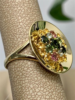 *Кольцо р.17 Турмалин Микс цв Лимонное арт. К320-6092М30-202 вес 4,5 г - фото 138052