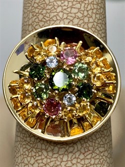 *Кольцо р.17 Турмалин Микс цв Лимонное арт. К320-6092М30-202 вес 4,5 г - фото 138054