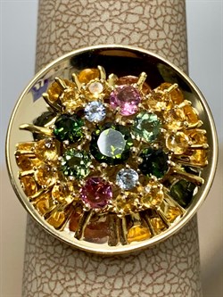 *Кольцо р.17 Турмалин Микс цв Лимонное арт. К320-6092М30-202 вес 4,5 г - фото 138055