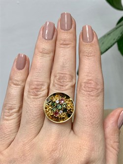 *Кольцо р.17 Турмалин Микс цв Лимонное арт. К320-6092М30-202 вес 4,5 г - фото 138056