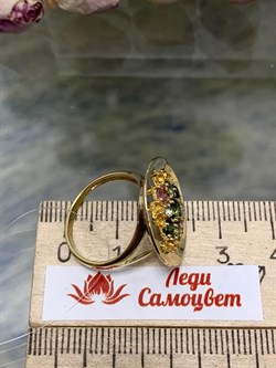 *Кольцо р.17 Турмалин Микс цв Лимонное арт. К320-6092М30-202 вес 4,5 г - фото 138059