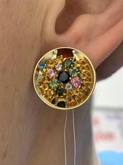 *Серьги Турмалин Микс цв Лимонное арт. С320-6092М30-196 вес 8 г - фото 138062