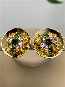 *Серьги Турмалин Микс цв Лимонное арт. С320-6092М30-196 вес 8 г - фото 138064