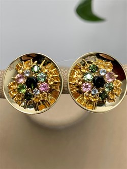 *Серьги Турмалин Микс цв Лимонное арт. С320-6092М30-196 вес 8 г - фото 138066