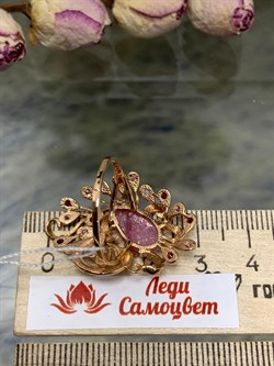 *Кольцо р.17,5 Жар-Птица Розовый Турмалин цв Красное арт. 1791427-821 вес 4,8 г - фото 138082 *Кольцо р.17,5 Жар-Птица Розовый Турмалин цв Красное арт. 1791427-821 вес 4,8 г - фото 138082