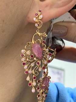 *Серьги Жар-Птица Розовый Турмалин цв Красное арт. 2791427-822 вес 12,32 г - фото 138092 *Серьги Жар-Птица Розовый Турмалин цв Красное арт. 2791427-822 вес 12,32 г - фото 138092