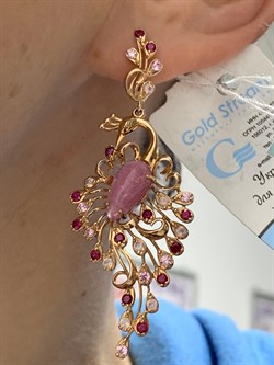 *Серьги Жар-Птица Розовый Турмалин цв Красное арт. 2791427-822 вес 12,32 г - фото 138093 *Серьги Жар-Птица Розовый Турмалин цв Красное арт. 2791427-822 вес 12,32 г - фото 138093