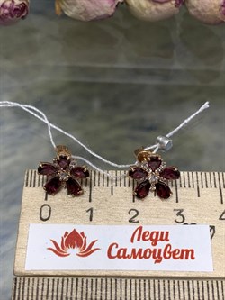 *Пусеты Цветы Родолит Мозамбик цв Красное арт. 02-3393-00-210-1110-47-137 вес 2,34 г - фото 138106 *Пусеты Цветы Родолит Мозамбик цв Красное арт. 02-3393-00-210-1110-47-137 вес 2,34 г - фото 138106