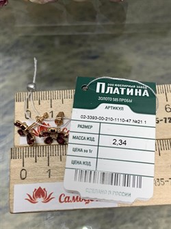 *Пусеты Цветы Родолит Мозамбик цв Красное арт. 02-3393-00-210-1110-47-137 вес 2,34 г - фото 138108 *Пусеты Цветы Родолит Мозамбик цв Красное арт. 02-3393-00-210-1110-47-137 вес 2,34 г - фото 138108