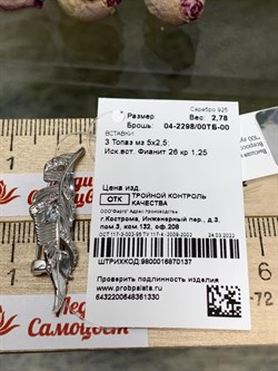 *Брошь Перо Голубой Топаз арт. 04-2298/00ТБ-00-330 вес 2,78 г - фото 138710 *Брошь Перо Голубой Топаз арт. 04-2298/00ТБ-00-330 вес 2,78 г - фото 138710