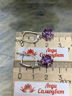 *Серьги  Аметист Урал арт. С1025Ю/Ag-607/14-314 вес 4,65 г - фото 141028