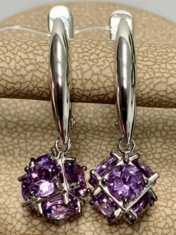 *Серьги  Аметист Урал арт. С1025Ю/Ag-607/14-314 вес 4,65 г - фото 141035