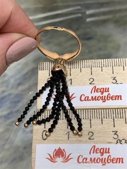 *Кольцо р.18,5 Черная Шпинель цв Красное арт. К120-5493ШЧ-843 вес 3,24 г - фото 142048