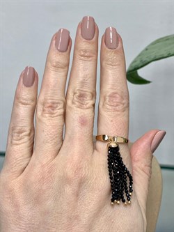 *Кольцо р.18,5 Черная Шпинель цв Красное арт. К120-5493ШЧ-843 вес 3,24 г - фото 142050