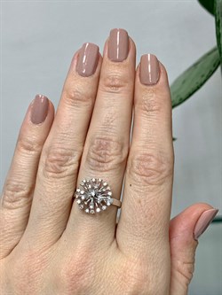 *Кольцо р.17 Одуванчик Белый Бр цв Белое арт 1-208483-00-00-610 вес 2,85 г - фото 142684