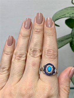 *Кольцо р.18,5 Бирюза цв Белое арт 1-208541-00-55-510 вес 3 г - фото 143964 *Кольцо р.18,5 Бирюза цв Белое арт 1-208541-00-55-510 вес 3 г - фото 143964