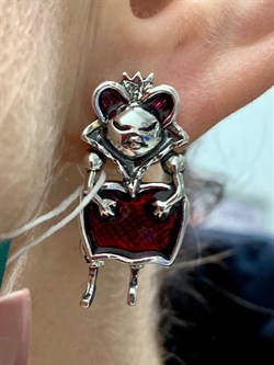 *Серьги Red+White Эмаль арт. 1758С-016 вес 7,1 г - фото 146551