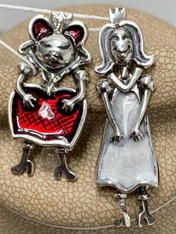 *Серьги Red+White Эмаль арт. 1758С-016 вес 7,1 г - фото 146556