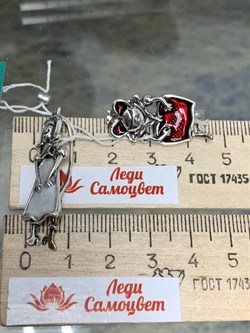 *Серьги Red+White Эмаль арт. 1758С-016 вес 7,1 г - фото 146558