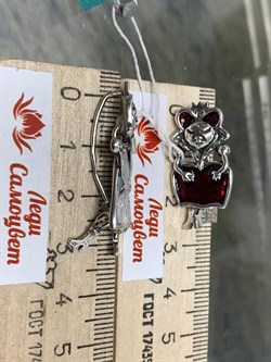 *Серьги Red+White Эмаль арт. 1758С-016 вес 7,1 г - фото 146560