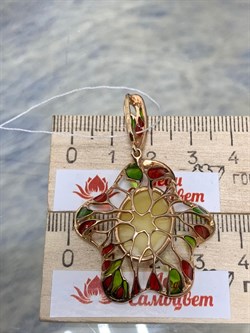 *Подвеска Янтарь цв Красное арт 813455-017 Вес 7,34 - фото 147349