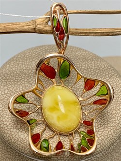 *Подвеска Янтарь цв Красное арт 813455-017 Вес 7,34 - фото 147351