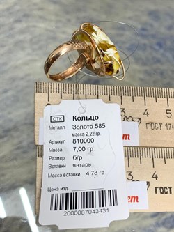 *Кольцо р.17,75 Янтарь цв Красное арт 810000-431 Вес 7 гр - фото 147371 *Кольцо р.17,75 Янтарь цв Красное арт 810000-431 Вес 7 гр - фото 147371