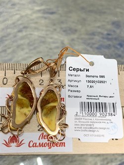 *Серьги Янтарь цв Красное арт. 13020102521-384, (Вес 7,51г) - фото 147391 *Серьги Янтарь цв Красное арт. 13020102521-384, (Вес 7,51г) - фото 147391