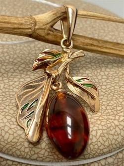 *Подвеска Барбарис Янтарь цв Красное арт. 03-2869-00-271-1110-46-064 вес 1,97 г - фото 151048