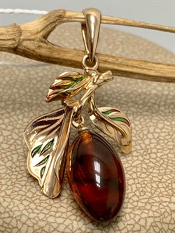 *Подвеска Барбарис Янтарь цв Красное арт. 03-2869-00-271-1110-46-064 вес 1,97 г - фото 151050