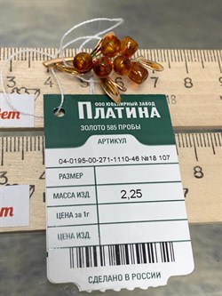 *Брошь Облепиха Янтарь цв Красное арт 04-0195-00-271-1110-46-232 вес 2,25 г - фото 151231 *Брошь Облепиха Янтарь цв Красное арт 04-0195-00-271-1110-46-232 вес 2,25 г - фото 151231