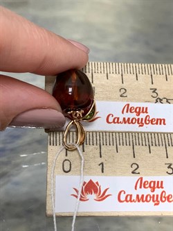 *Подвеска Яблоко Янтарь цв Красное арт. 03-2630-00-271-1110-46-567 вес 2,44 г - фото 151306