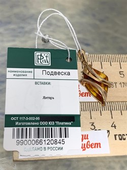 *Подвеска Янтарь цв Красное арт. 03-2824-00-271-1110-46-845 вес 1,91 г - фото 151335 *Подвеска Янтарь цв Красное арт. 03-2824-00-271-1110-46-845 вес 1,91 г - фото 151335