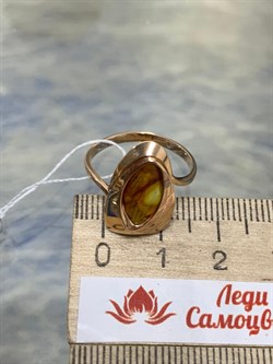 *Кольцо р.18 Кофе Янтарь цв Красное арт. 01-5045-01-271-1110-46-019 вес 2,18 г - фото 151408