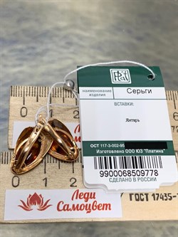 *Серьги Кофе Янтарь цв Красное арт. 02-3949-01-271-1110-46-778 вес 3,1 г - фото 151428 *Серьги Кофе Янтарь цв Красное арт. 02-3949-01-271-1110-46-778 вес 3,1 г - фото 151428