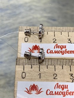 *Пусеты Клевер🍀 Белый Фианит арт. 02-1339/00КЦ-00-940 (вес 2,18 г) - фото 152565