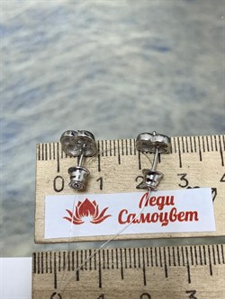 *Пусеты Клевер🍀 Белый Фианит арт. 02-1339/00КЦ-00-940 (вес 2,18 г) - фото 152566