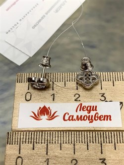 *Пусеты Клевер🍀 Белый Фианит арт. 02-1339/00КЦ-00-940 (вес 2,18 г) - фото 152568