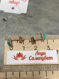 *Пусеты Бирюза Аризона цв Красное арт. 24693-112-420 (вес 1,28 г) - фото 153055