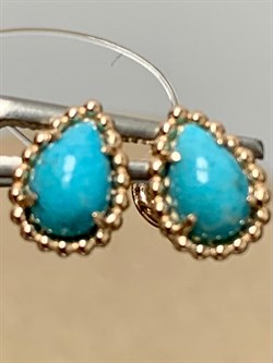 *Пусеты Бирюза Аризона цв Красное арт. 24693-112-420 (вес 1,28 г) - фото 153057