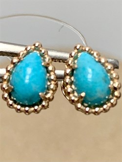 *Пусеты Бирюза Аризона цв Красное арт. 24693-112-420 (вес 1,28 г) - фото 153058