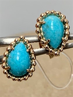 *Пусеты Бирюза Аризона цв Красное арт. 24693-112-420 (вес 1,28 г) - фото 153062