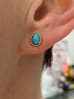 *Пусеты Бирюза Аризона цв Красное арт. 24693-112-420 (вес 1,28 г) - фото 153064