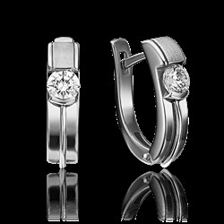 *Серьги Белый Фианит цв Белое арт. 02-4300-00-501-1120-38-560 (вес 3,36 г) - фото 15328