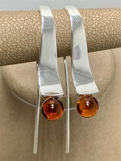 *Серьги Петли Коньячный Янтарь Шарики арт. 85020200401-189 Вес 5,11г - фото 154679