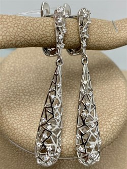 *Серьги Сеточки Белый Фианит Микро Вставки арт. FA-E03217-X-W-X-X-W-498 вес 4,17 г - фото 155382 *Серьги Сеточки Белый Фианит Микро Вставки арт. FA-E03217-X-W-X-X-W-498 вес 4,17 г - фото 155382