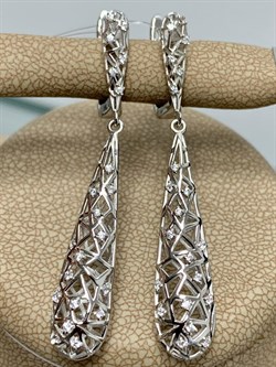 *Серьги Сеточки Белый Фианит Микро Вставки арт. FA-E03217-X-W-X-X-W-498 вес 4,17 г - фото 155383 *Серьги Сеточки Белый Фианит Микро Вставки арт. FA-E03217-X-W-X-X-W-498 вес 4,17 г - фото 155383