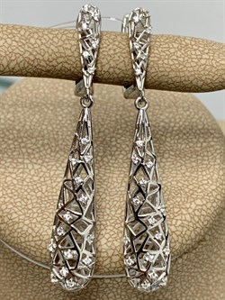 *Серьги Сеточки Белый Фианит Микро Вставки арт. FA-E03217-X-W-X-X-W-498 вес 4,17 г - фото 155384 *Серьги Сеточки Белый Фианит Микро Вставки арт. FA-E03217-X-W-X-X-W-498 вес 4,17 г - фото 155384