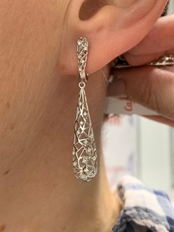 *Серьги Сеточки Белый Фианит Микро Вставки арт. FA-E03217-X-W-X-X-W-498 вес 4,17 г - фото 155386 *Серьги Сеточки Белый Фианит Микро Вставки арт. FA-E03217-X-W-X-X-W-498 вес 4,17 г - фото 155386